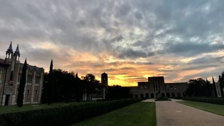 Rice campus at sunset