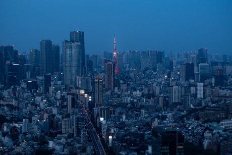 Tokyo skyline during blue hour.
