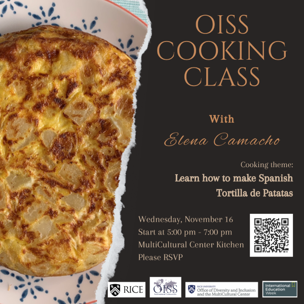 OISS Cooking Class flyer.