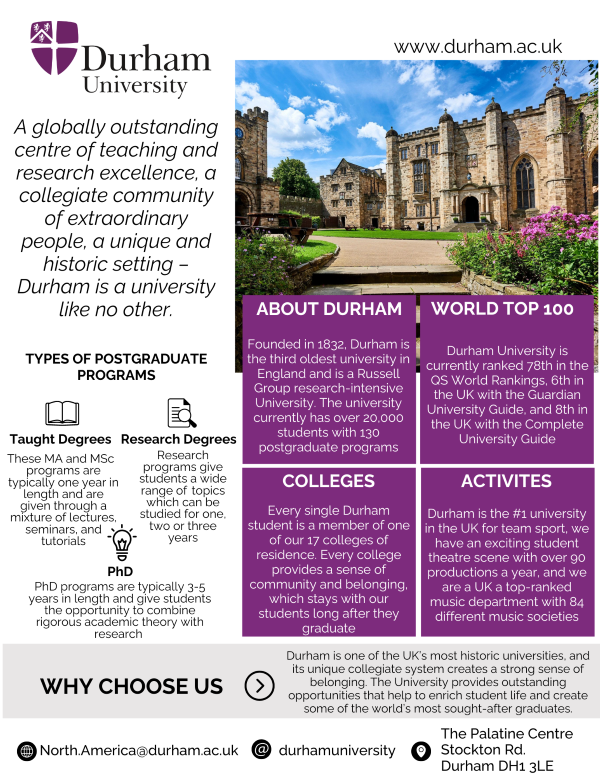 Durham University information flyer.