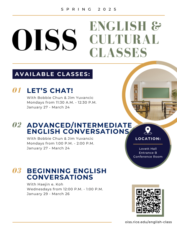 English and culture classes for spring 2025.