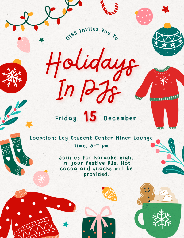 Flyer for holiday party winter event.