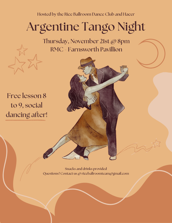 Argentine tango night flyer.