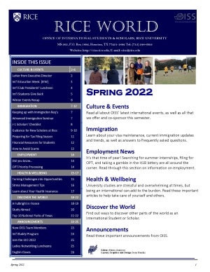 Cover of the OISS Spring 2022 newsletter.