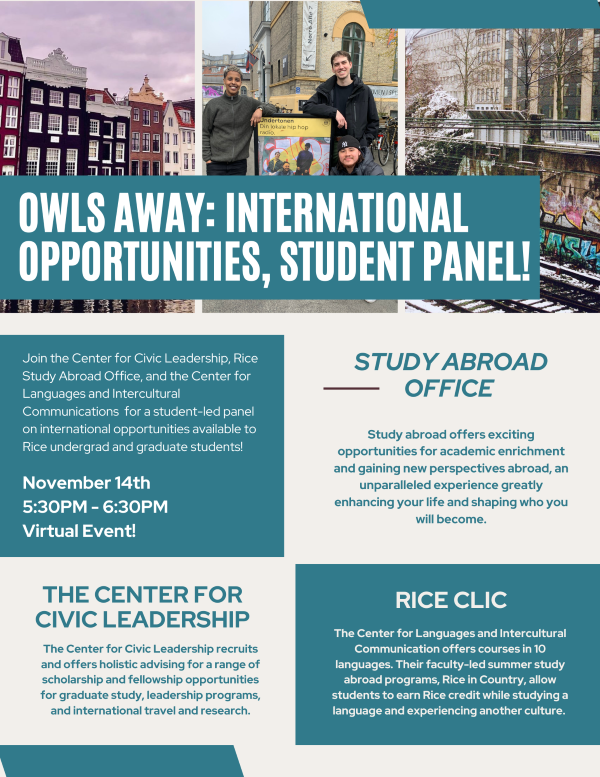 Flyer for Owls Away IEW event.