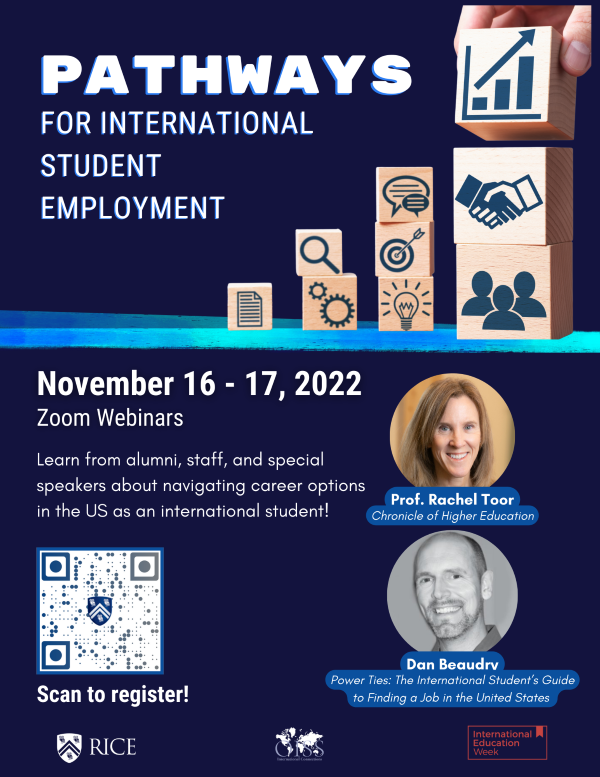 Pathways for International Student Employment event flyer.