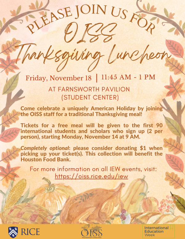 Flyer for IEW Thanksgiving Lunch.