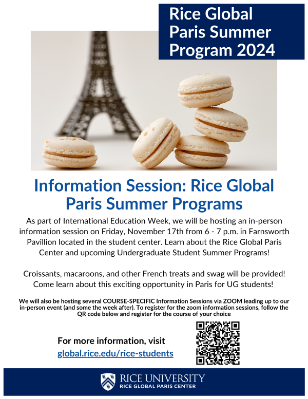 Learn about the Rice Global Paris Summer Program.