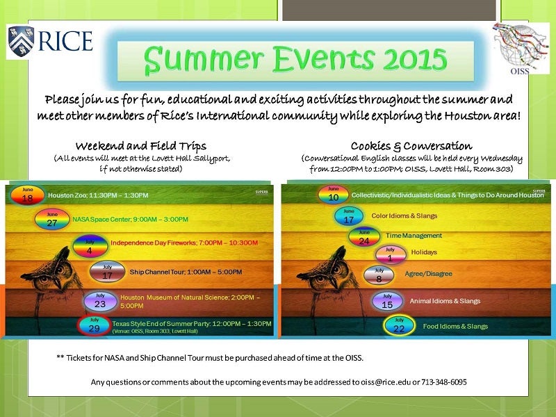 Summer Events 2015