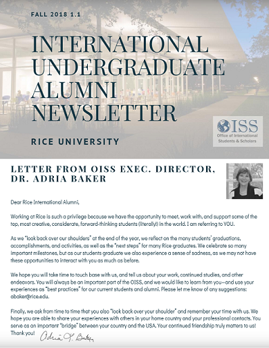 Cover of Undergraduate Alumni Newsletter Fall 2018
